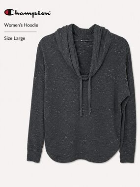 Champion Women's Cowl Neck Heather Gray Hooded Pullover